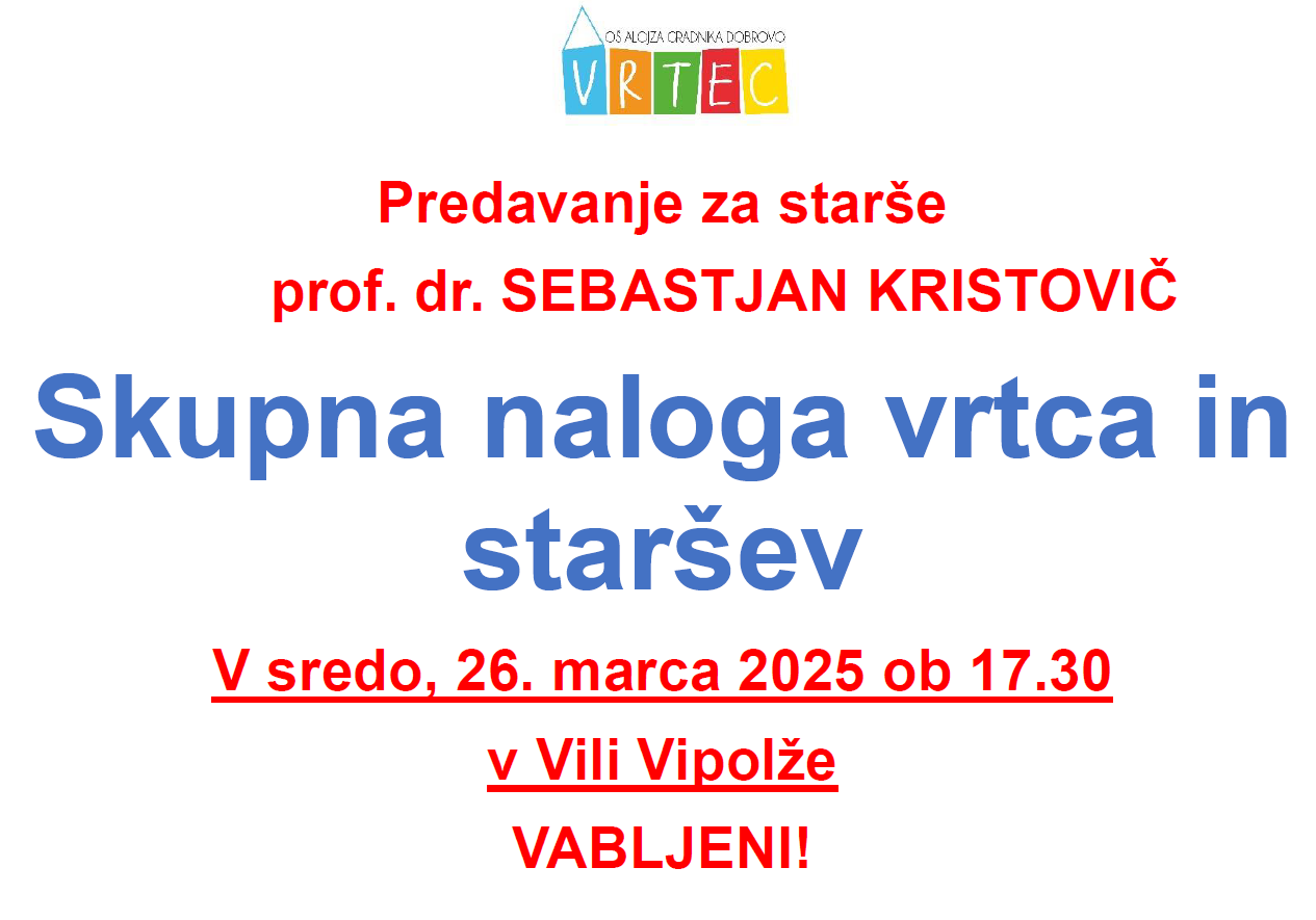 Skupna naloga vrtca in staršev